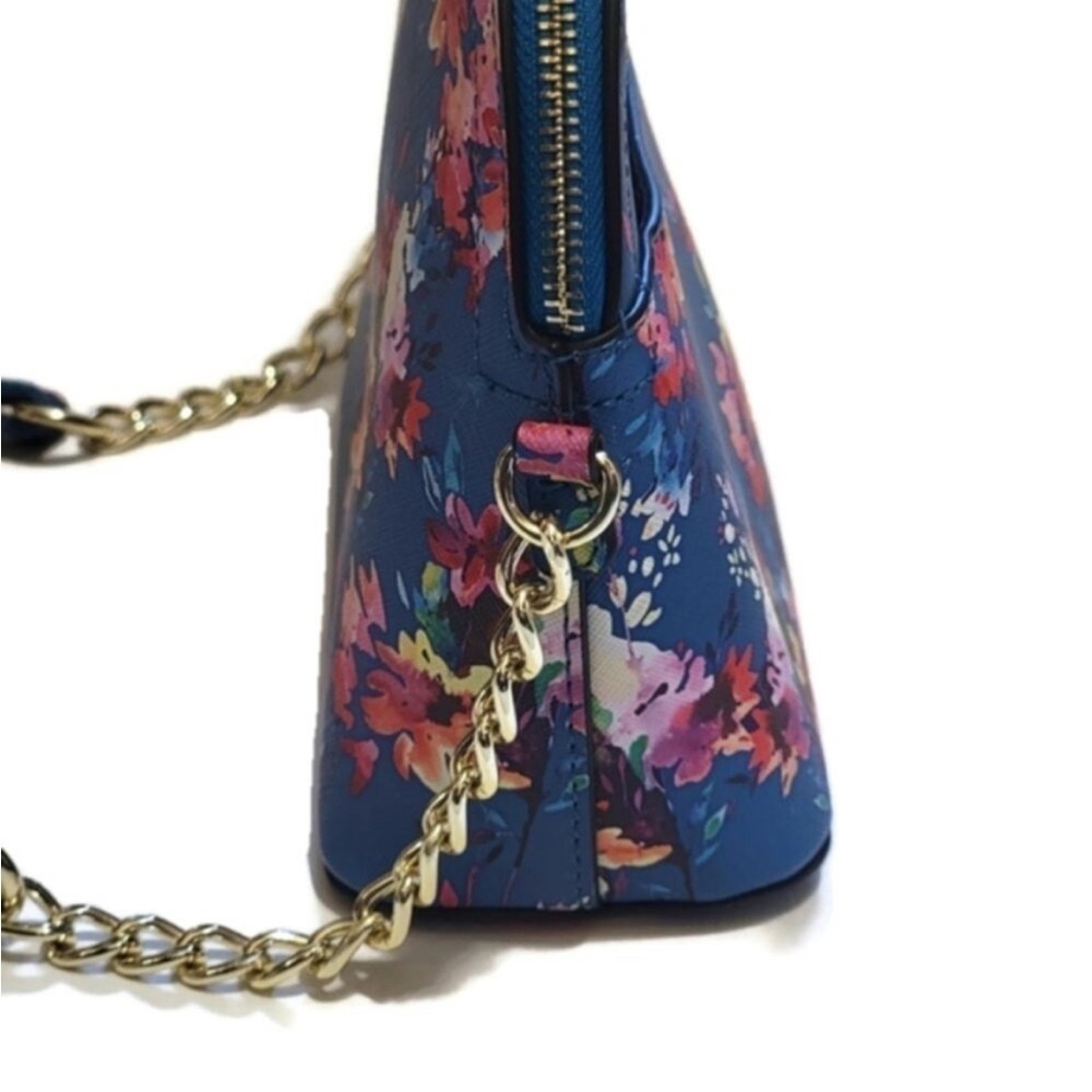 NWT Steve Madden BMaggie Floral Blue Gold Chain Crossbody Bag Purse - Picture 6 of 10
